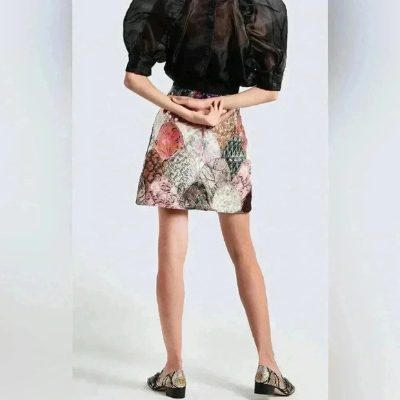DOLCE & GABBANA JACQUARD PATCHWORK A-LINE MINI SKIRT 38 XS 2 0 MULTICOLOR $1490 - Picture 5 of 16